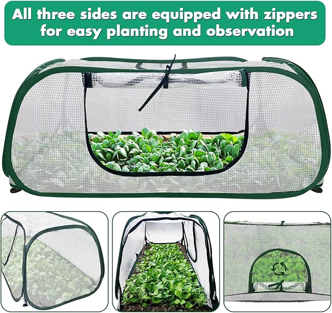Garden Rows Accelerator Plants Cover-Garden Greenhouse with Roll-up Zipper Door,Thicker PE Cover for Indoor Outdoor Vegetable Fruits Rows - 45" L x 22" W x 16" H (White, 1 Pack)