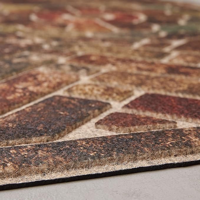 Mohawk Home Entryway Door Mat 2' x 4' All Weather Doormat Outdoor Non Slip Recycled Rubber, Ornamental Brick Brown