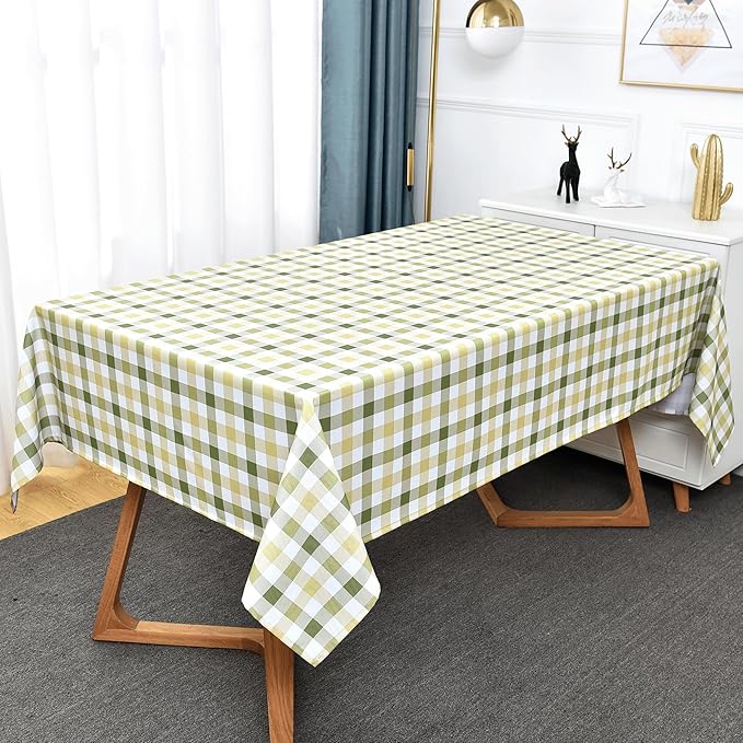 Waterproof Plaid Tablecloth Fabric - Square 58x58 Inch Classic Gingham Checker Table Cloth for Indoor/Outdoor Use - Buffalo Table Cover for Picnics, BBQs, and Parties