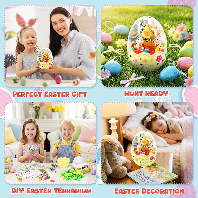 Easter Bunny Terrarium Kit for Kids, Mini Flower Garden Arts & Crafts, Easter Basket Stuffers, Rabbit Gardening Gift for Boys and Girls Ages 4-12