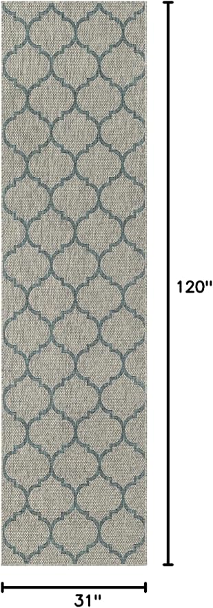 Unique Loom Outdoor Trellis Collection Area Rug (2' 7" x 10' Runner, Gray/ Ivory)