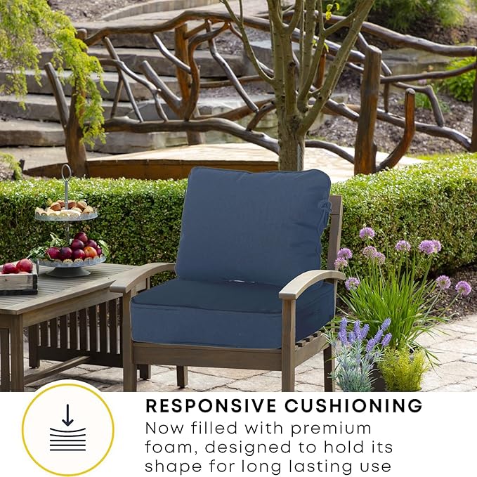 19"x19" Outdoor Universal Cushion Set of 1, Patio Cushions with Handles & Ties, Water-Proof Stain-Resistant UV Resistant Weather Resistant High Resilience Foam with YKK Zippers,Navy Blue