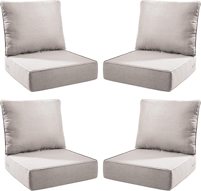 Luxury Outdoor Seat Cushion Set-24 x 24 x 6 Inch Outdoor Chair Cushions with Water Resistant & Removable Cover Outdoor Cushions for Patio Furniture Chair Sofa Couch