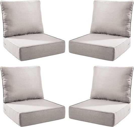 Luxury Outdoor Seat Cushion Set-24 x 24 x 6 Inch Outdoor Chair Cushions with Water Resistant & Removable Cover Outdoor Cushions for Patio Furniture Chair Sofa Couch