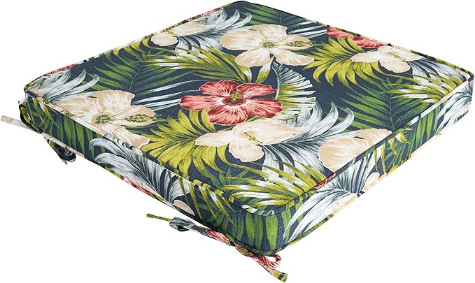 Magpie Fabrics Indoor Outdoor Waterproof Square Chair Cushion, 18" x 18" x 2.5", 2 Pack, Water Resistant Seat Cushions, for Patio Garden Office, Midnight Floral