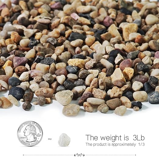 3Lb Pebbles for Indoor Plants,River Rocks for Succulent Plants,Aquarium Gravel,Decorative Stones Bonsai Garden Pebbles,Aquarium Rocks for Landscaping,Plants,Vase Fillers (Brown)