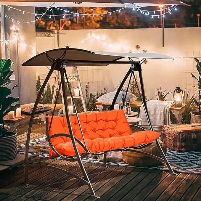 2-3 Seat Swing Replacement Cushion, Outdoor Bench Cushions with Backrest Thicken 4", Patio Furniture Garden Porch Loveseat Glider Pad Anti-Fading Waterproof (Orange, 40x60in)