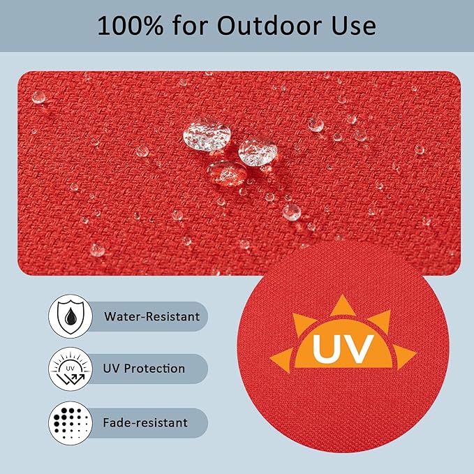 22x24 Inch Outdoor Deep Seat Cushions Set of 2,Thick High-Density Foam, Water-Resistant, Piped Edges & YKK Hidden Zipper for Patio Furniture,Red