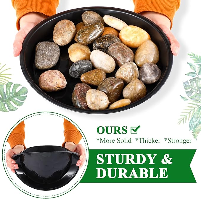 Sawysine 30 Pack Plastic Plant Saucer Round Drip Trays Black Flower Pot Saucers Thick Plant Dish Sturdy Water Tray Heavy Drainage Potted Container for Indoor Outdoor Garden (10 Inches)