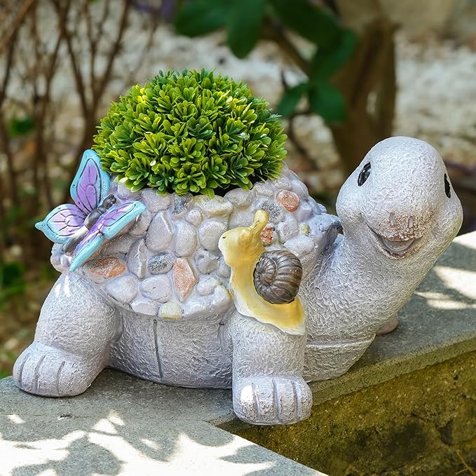 16.5" Large Succulent Plant Pots, Turtle Planter Flower Pots with Drainage Hole,Cute Planting Pots for Cactus,Succulent Planters for Indoor Plants Home Garden Flower Pot Gifts for Plant Lovers