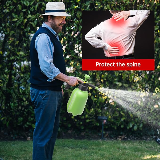 Garden Pump Sprayer, 1/2 Gallon Hand Pump Spray Bottle for Plants, Pressure Water Spray Bottle in Lawn and Garden Yard, Weed Chemical Sprayer with 2 Adjustable Nozzle & Safety Pressure Relief Valve