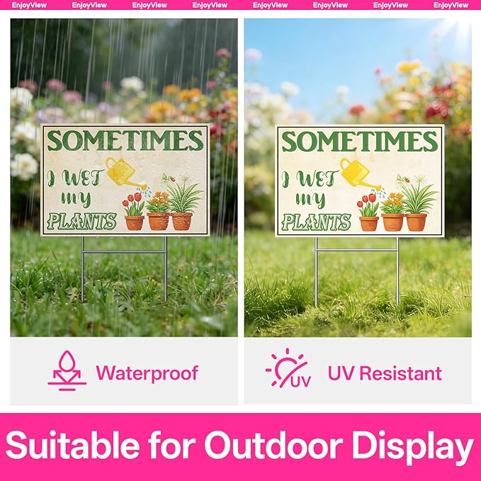 Funny Garden Sign with H Stake 18"x12" Large Vintage Sign for Outside Greenhouse Corrugated Plastic Yard Decor Gardening Gifts for Women 1Pack