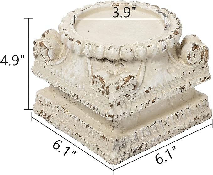 SOFE Column Pedestal Stand for Decoration Display, Distressed White Small Plant Stand, Large Candle Stand, Column Side Table, Classic Plinth Bases for Wedding Party Home Garden