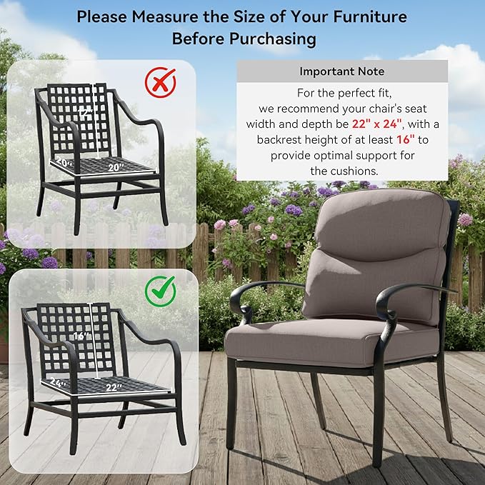 9-Piece Outdoor Patio Cushion Set - Fade & Water Resistant with Removable Olefin Cover, 22x24x4 Inch Memory Foam Cushions for Wicker Sectional Sofa – Grey/Crescent