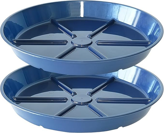 Plant Saucer Pot Tray 12 inch, 2 Packs Flower Planter Saucers and Drip Trays for Pots Planter, Heavy Duty Plant Dish Pant Plate to Catch Water for Indoor & Outdoor, Blue
