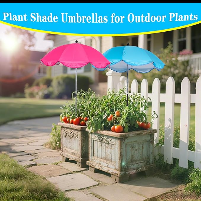 3 Pack Plant Umbrellas for Outdoor Plants, Garden Umbrella 5-Prong Base for Garden Beds & Potted Adjustable Angle Plant Shade Cover Umbrellas for Plant Flowers