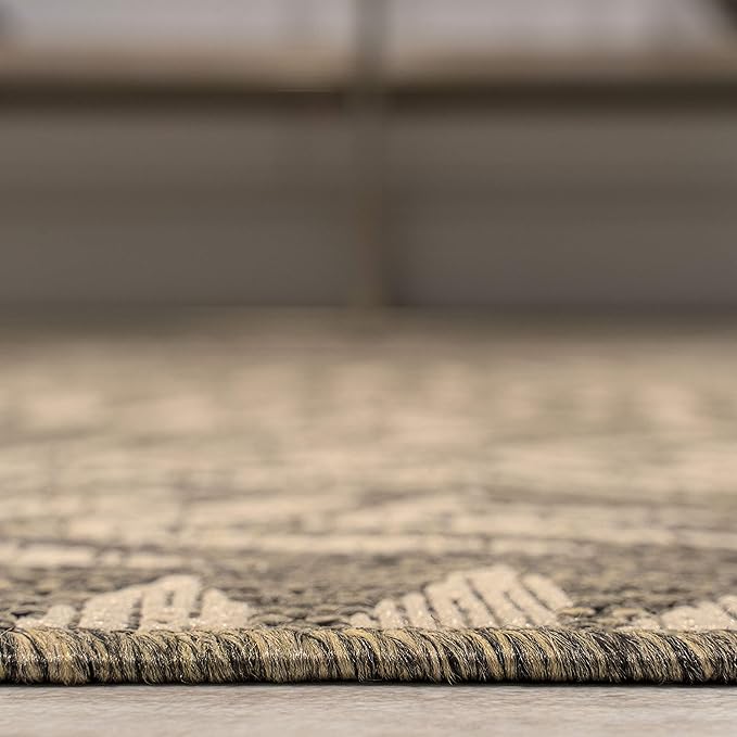 JONATHAN Y Palm Frond Indoor Outdoor Area Rug 4X6 Brown/Beige, Nevis for Backyard, Patio, Porch, Easy-Cleaning, High Traffic, Pet-Friendly, Non-Shedding (SMB119A-4)