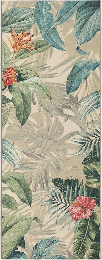 Unique Loom Outdoor Botanical Collection Area Rug - Kula (2' 7" x 7' 1" Runner, Multi/ Gray)
