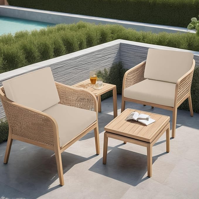 idee-home Outdoor Cushions for Patio Furniture, Outdoor Seat Cushions 28.5 x 28.5 Waterproof & Fade Resistant Couch Sofa Replacement Deep Couch Chair Cushion for Yard Garden Deck, Beige