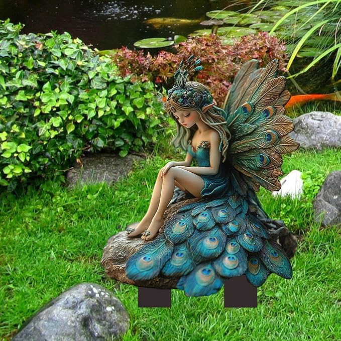 JOYO 11.8''Bohemian Fairy Flower Pot Decoration,Fairy Garden Planter Accessories,2D Acrylic Ground Plug,Fairy Pumpkin Angel Garden Stake for Pot Plants and Garden Yard Lawn Décor (P19)