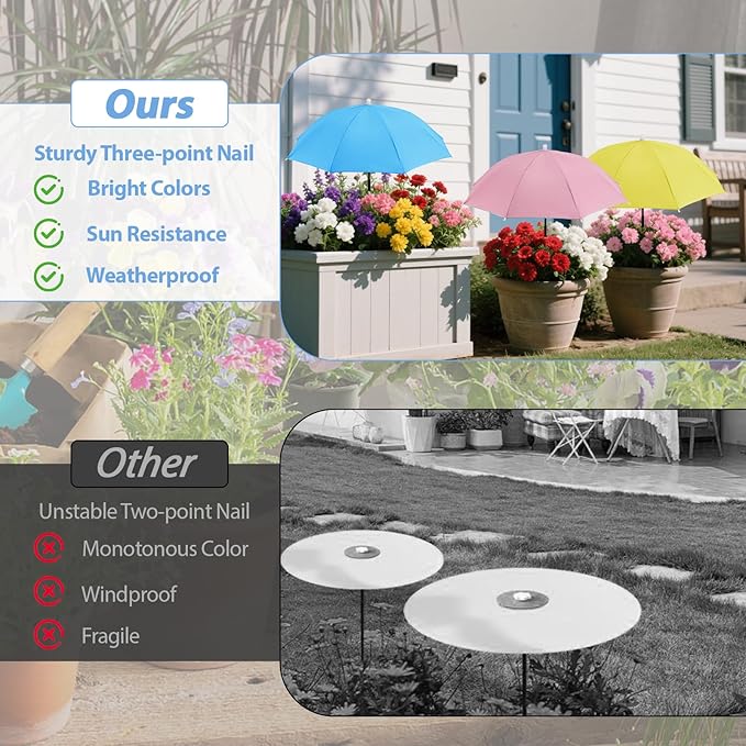 19.6''-35.4'' Plant Umbrellas for Outdoor Plants, Plant Shades for Outdoor Plants Adjustable Height with Three-Point Stands Umbrella for Plants Sun Shade for Plants, Flower, Potted Plant, Garden