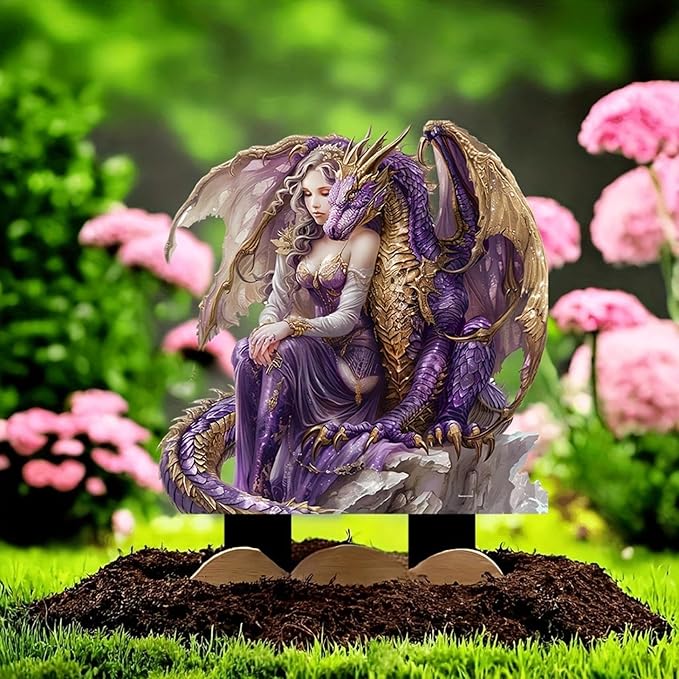 JOYO 11.8''Bohemian Fairy Flower Pot Decoration,Fairy Garden Planter Accessories,2D Acrylic Ground Plug,Fairy Pumpkin Angel Garden Stake for Pot Plants and Garden Yard Lawn Décor (P11)