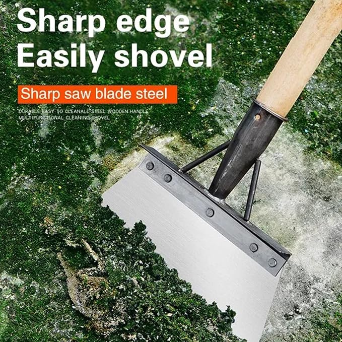 Multifunctional Cleaning Shovel, Gardscraper Multi-Functional Garden Cleaning Shovel Flat Shovel, Garden Spade Shovel, Heavy Duty Garden Tool for Digging, Lawn Edging, and Weed Removal(25cm/10in)