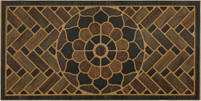 Mohawk Home Medallion Grain Casual Ornamental Gray 2' X 4' Door Mat Perfect for Porch, Garage