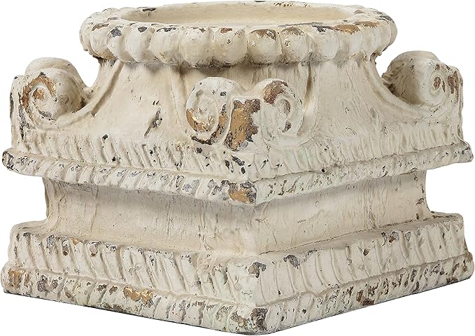 SOFE Column Pedestal Stand for Decoration Display, Distressed White Small Plant Stand, Large Candle Stand, Column Side Table, Classic Plinth Bases for Wedding Party Home Garden