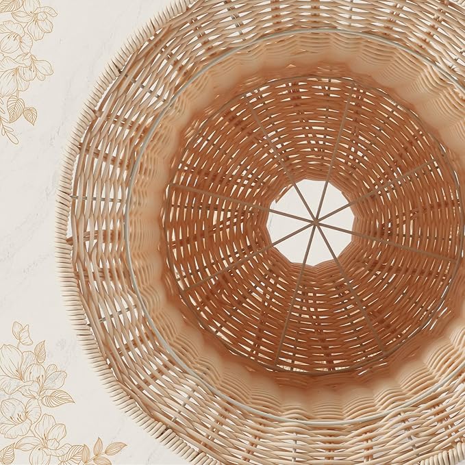 2 Pcs Rattan Indoor Outdoor Planter Basket Woven Decorative Storage Basket and Planter for Porch Patio Backyard Home Garden, 13 x 13 x 14.17 Inches, 8.66 x 8.66 x 9.45 Inches
