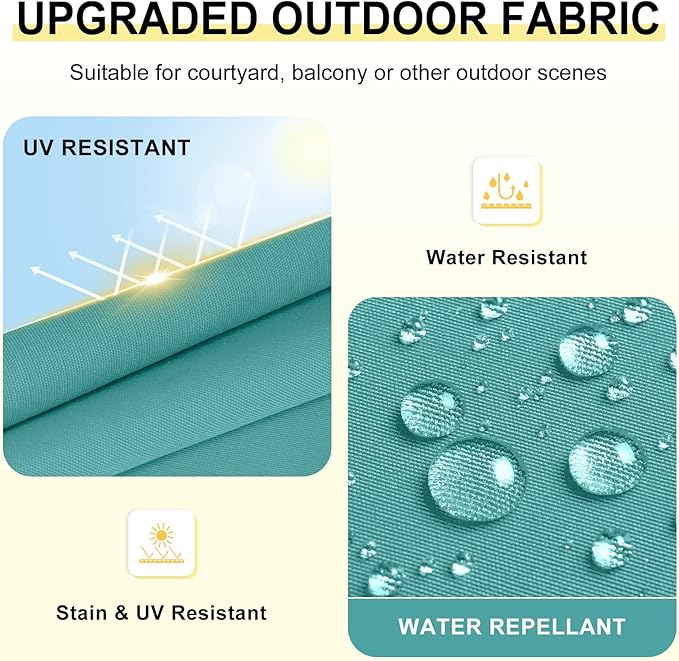downluxe Outdoor Chair Cushions Set of 6 for Patio Furniture, Water-Resistant Patio Chair Cushions with Ties, High Density Foam Outdoor Seat Cushion, 17" X 16" X 2", Teal