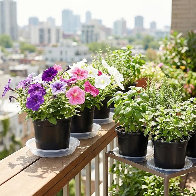 30 Pack Plant Saucer 4 Inches Plant Trays for Pots Plastic Round Drip Trays Flower Pot Saucers Clear Planter Water Tray Plant Drainage Tray, Clear