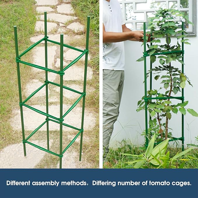 24 PCS Garden Stakes Arms for Tomato Cage 0.43 Inch Diameter Plant Stakes Trellis Connectors for Vegetable Garden Bracket Accessories 11.8 Inches