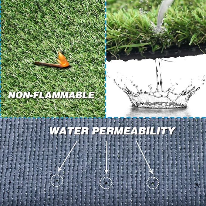 Realistic Artificial Grass Turf Lawn- 15FTX77FT,1.38inch Height Indoor Outdoor Rug Garden Lawn Landscape Synthetic Grass Mat