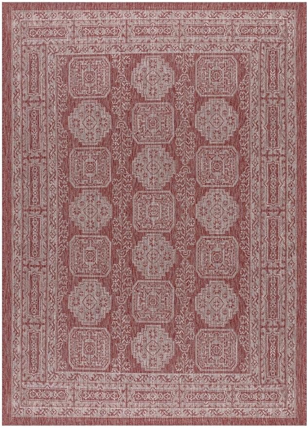Keen Home Design Terrace Outdoor Throw Rug - 36"x60" Washable Indoor/Outdoor Rug for Patio, Kitchen, Balcony, Beach, Garden, Deck and Porch, Size: 3' x 5', Trend Red