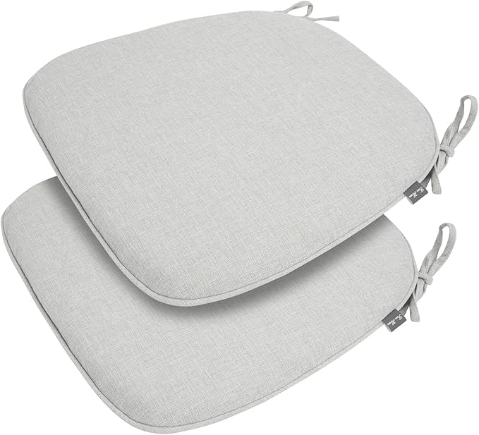 FUNHOME Outdoor Chair Cushions Set of 2,Patio Seat Cushion 17"x16"x2",U-Shaped Dining Chair Cushion 17 by 16 Inch,Water Resistant,Fade-Resistant Chair Pads for Kitchen Garden Furniture(Cloud Gray)
