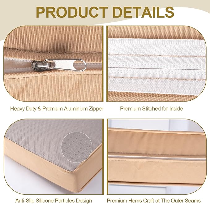 Outdoor Replacement Cushions for Patio Furniture,14-Piece Patio Water-Resistant Replacement Sofa Cushions,Fits 6-seat Sectional Rattan Conversation Set,Liner&Cover (Beige)