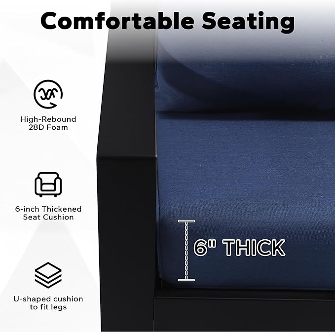 Joyside Outdoor Chair Cushions Set, 24x24 Inch Patio Furniture Cushions, 6’’ Thick, Water Resistant & Fade Resistant, Outdoor Replacement Cushions for Seat and Sofa