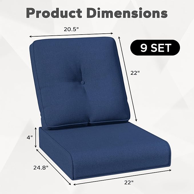Joyside Outdoor Chair Cushions Set, 22x25/22x24 Inch Patio Furniture Deep Seat Cushions, Water Resistant & Thick Cushion, Outdoor Replacement Cushions for Seat and Sofa