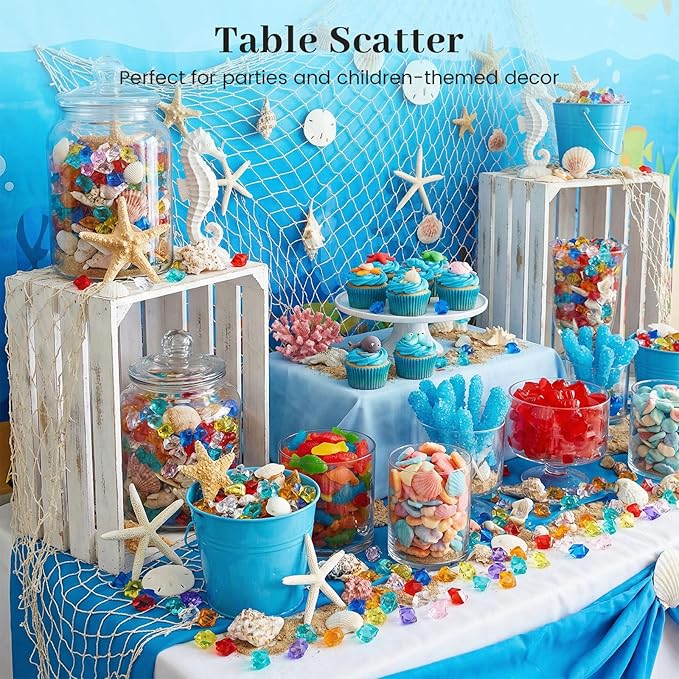 DomeStar 150PCS Multicolored Acrylic Fake Gems, Crushed Ice Rocks Pirate Treasure Jewels Vase Fillers, Table Scatter, Sensory Bin Filler, Photo Props, Valentine's Day Decorations, Pirate Party Favors