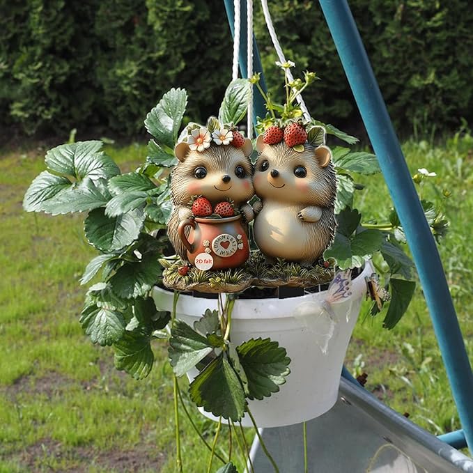 Cute Hedgehogs Garden Stake Decor, Stained Acrylic 2D Flat Animal Sign, Small Animal Ornament Indoor Outdoor Yard Lawn Pot Plant Decorative Accessories