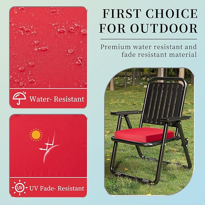 coolboss Outdoor Chair Cushions Set of 4, Outdoor Cushions for Patio Furniture, Water Resistant Chair Cushions for Outdoor Furniture Square Corner Patio Cushions with Ties, 18.5"x16"x3, Burgundy