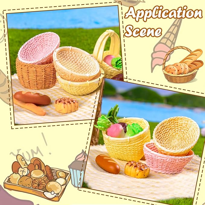 KitBeads 40Pcs 20 Styles Resin Rattan Basket Figures Miniature Willow Basket Mini Picnic Baskets for Crafts Dollhouse Fairy Garden Micro Landscape Decor
