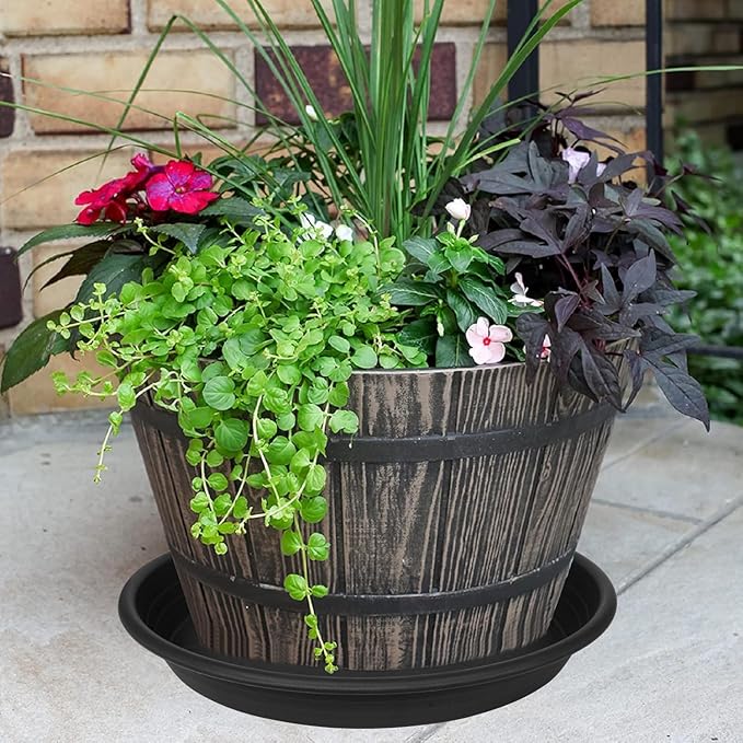2 Pack of 19 inch Plant Saucer, 2.4" Depth Large Plant Saucer, Heavy Sturdy Plant Drainage Tray for Indoors, Bird Bath Bowls, Sturdy 18 inch Plastic Pot Tray for Planter 15-19"(Black)