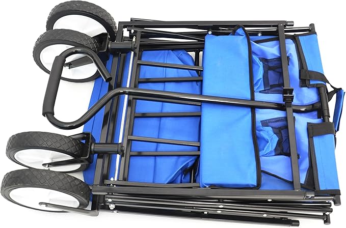 Garden Shopping Beach Cart Folding Wagon with Umbrella Accessories Package for Camping Wagon Camping Outdoor Picnic Beach Blue One Size