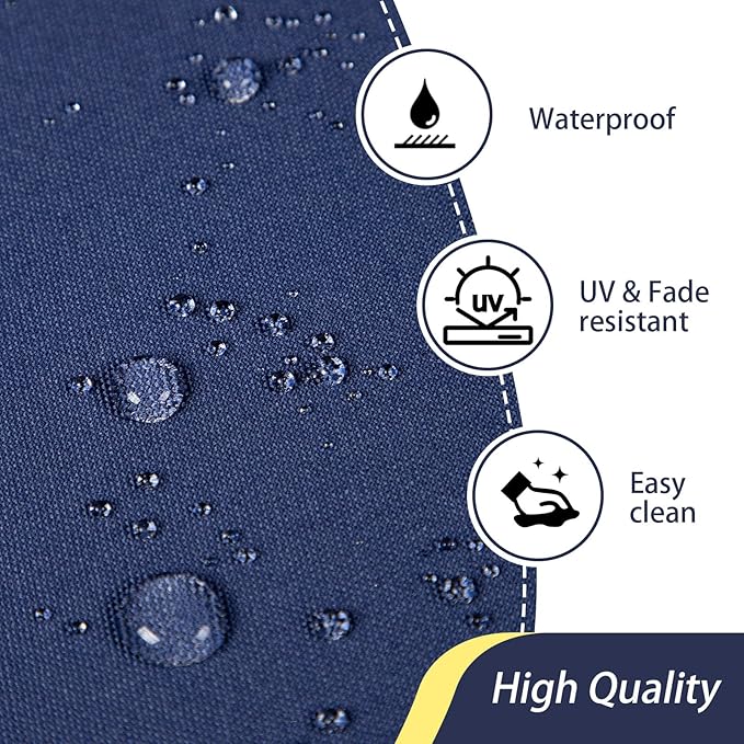 Homcomoda Outdoor Chair Cushions Set of 4 Waterproof Patio Chair Cushions with Ties Memory Foam Outdoor Seat Cushion for Patio Furniture,17 x 16x 2 Inch,Navy Blue