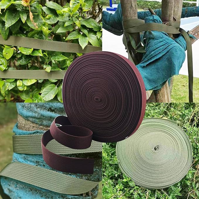 1 Roll 65.6 Feet Tree Tie for Plant Support Garden Strap 1 Inch Width Staking and Guying Material 1,800 Lbs Strength (Coffee)