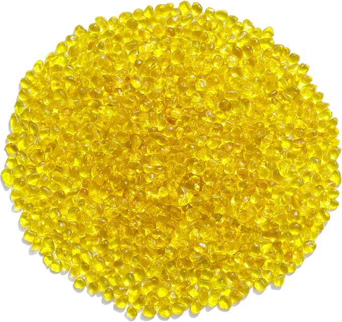 Sea Glass Stones - Yellow Clear Glass Pebbles Gemstones - Perfect for Aquarium Rocks, Fish Tank Gravel, Vase Fillers, DIY Crafts, and Home Decor (0.9LB/14oz)