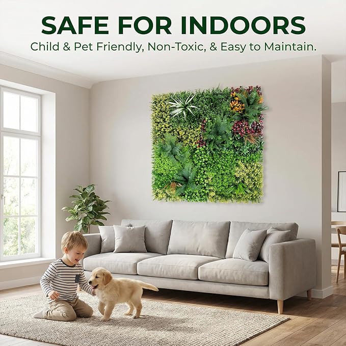 Artificial Grass Wall Backdrop Panels, 40"x40" UV-Anti Greenery Backdrop Wall, Faux Boxwood Panels for Patio, Garden, Backyard Indoor Outdoor Green Wall Decor & Privacy Fence Covering