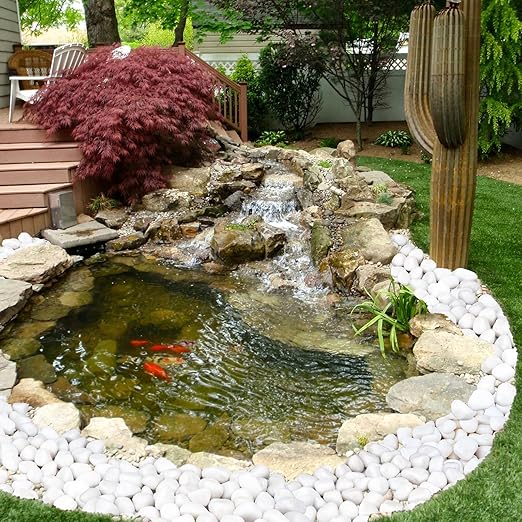 20 lbs White Rocks for Landscaping, 2-3 Inch Large White Rocks for Plants, Decorative Polished Stones for Garden, Walkways, Yard, Plants Pots, Vases, Crafts